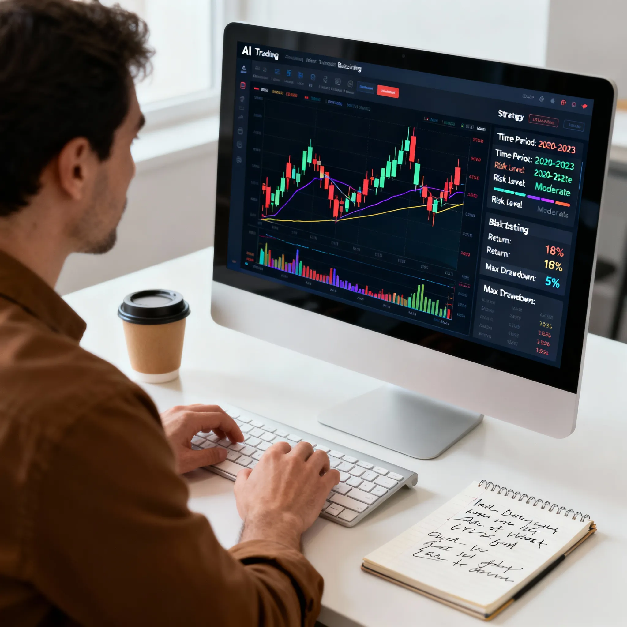 trader using AI tool to backtest trading strategy
