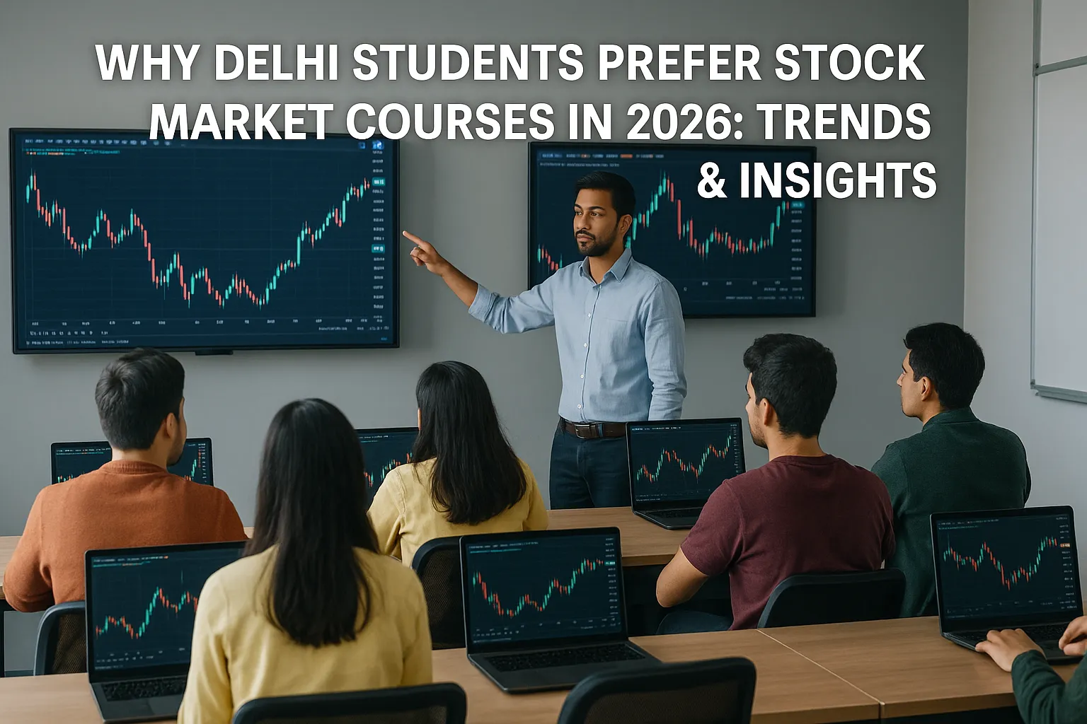 Delhi students learning stock market trading in 2026