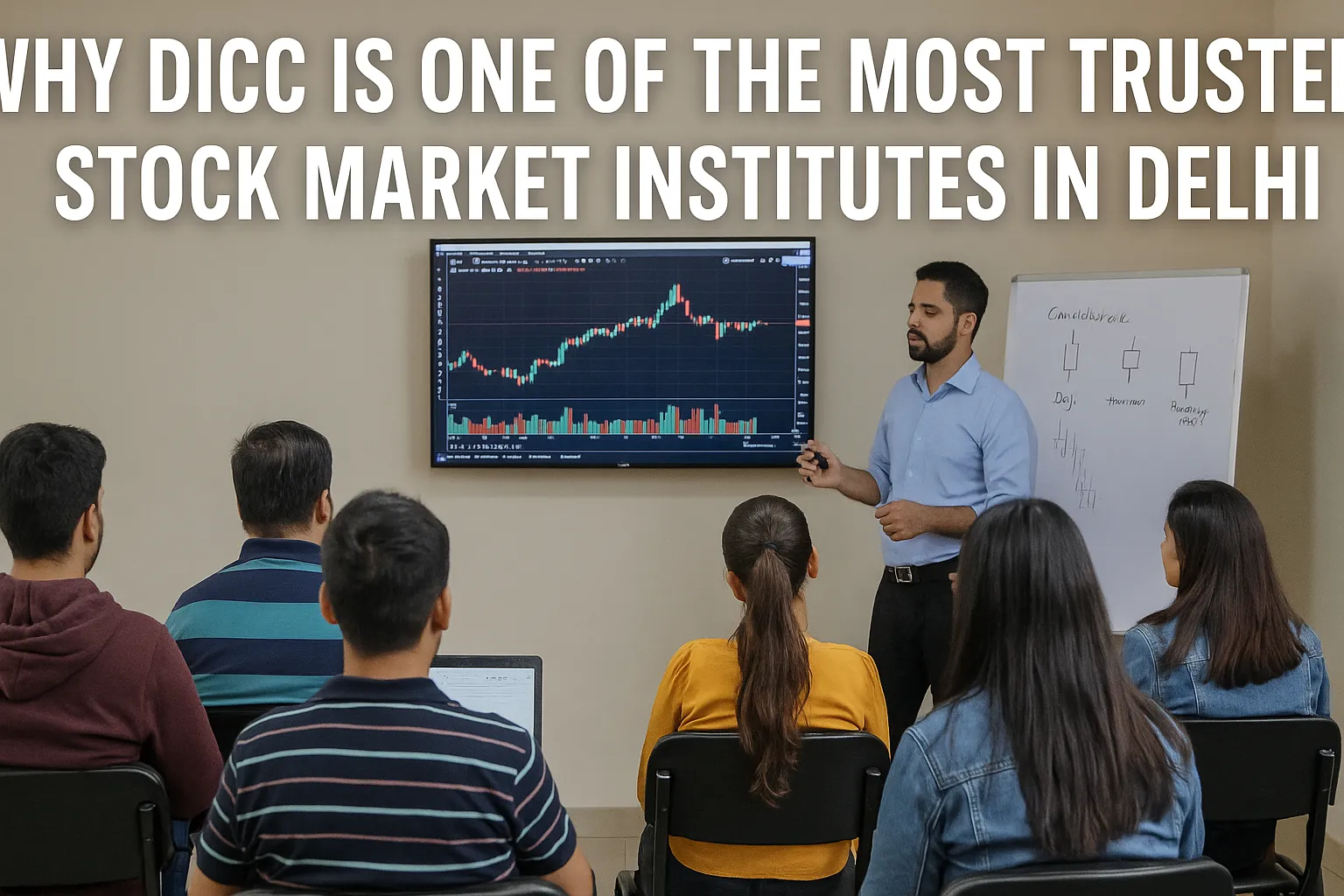 DICC stock market training classroom with students learning technical analysis