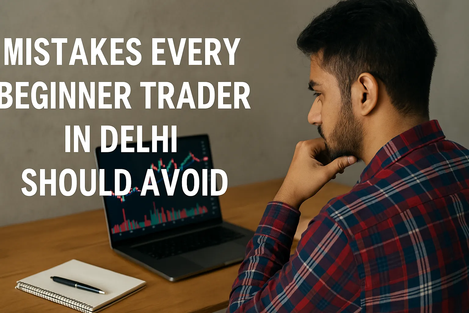 Beginner trader in Delhi analyzing stock charts and learning from mistakes.