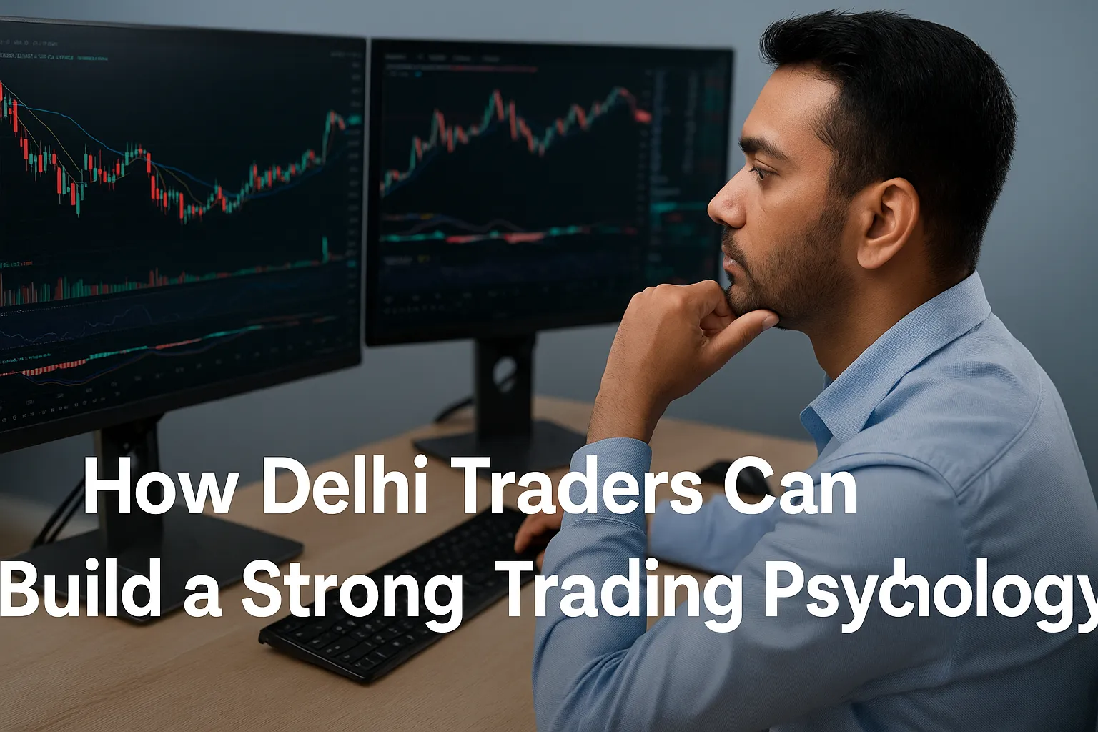 Delhi trader analyzing charts while practicing emotional control during trading.