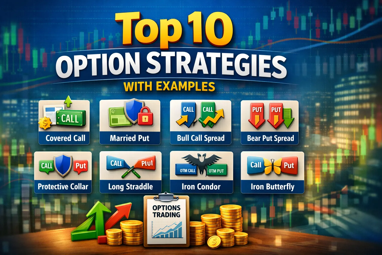 Top 10 Option Strategies with Examples explained visually