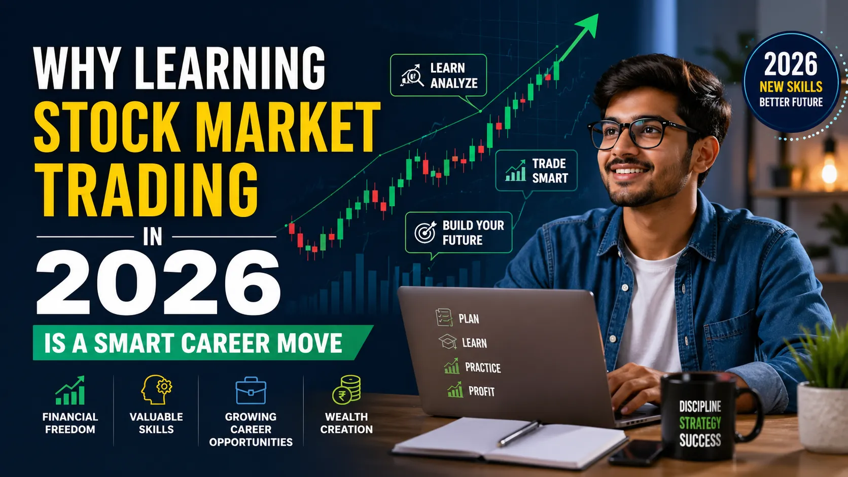 Students learning stock market trading strategies in a professional stock market institute in 2026